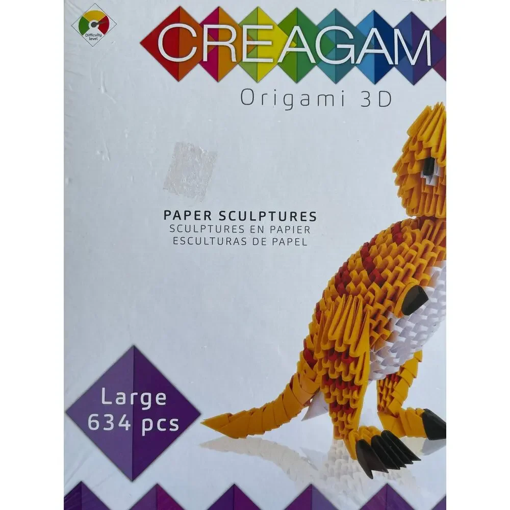 Creagami Origami 3D Paper Sculpture Kit Large TRex Dinosaur 634 Pieces NEW Craft